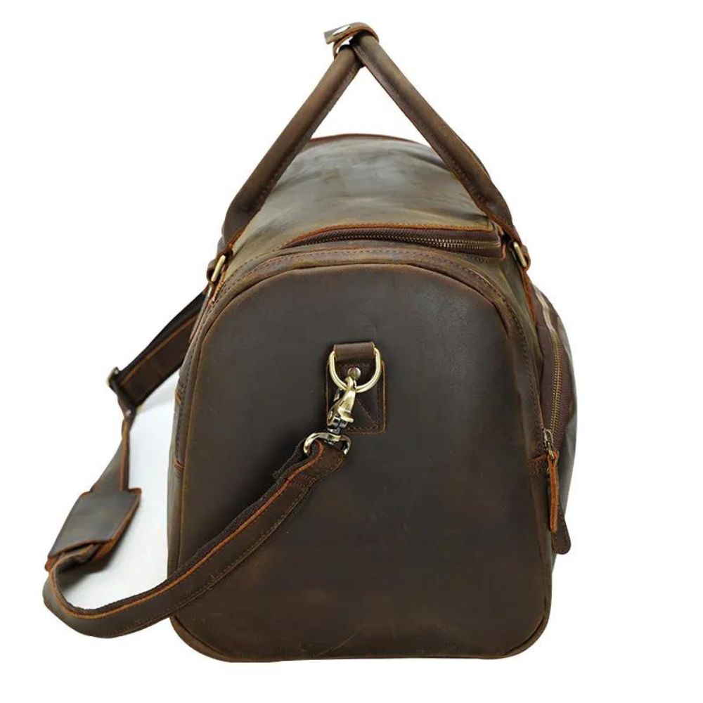 Vintage Style Leather Duffel Bag Large Capacity Weekend Bag Denali Leather Goods