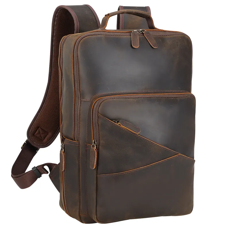 Full Grain Genuine Functional Leather Laptop Backpack