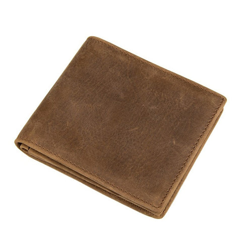 Brown billfold top grain leather wallet with many pockets and RFID-shielded