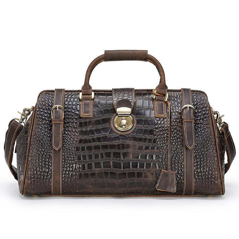 Crocodile Genuine Leather Duffel Bag - Weekend Travel Bag