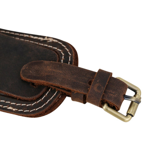Brown soft top grain genuine leather name tag.