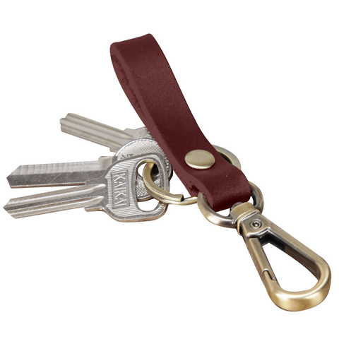 Red full-grain cow leather novelty keychain
