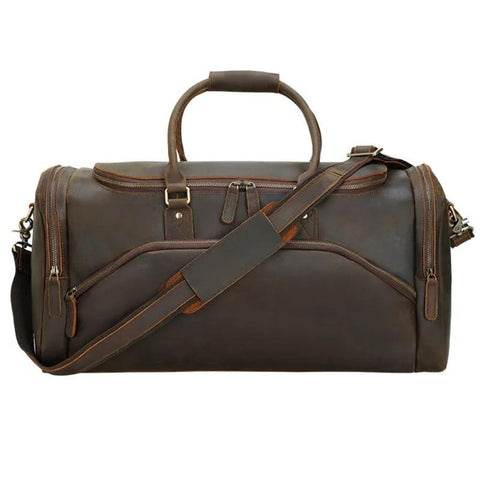 Vintage Style Leather Duffel Bag - Large Capacity Weekend Bag
