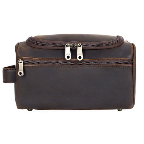brookwood traveler original hanging toiletry bag Leather Hanging Toiletry Premium Travel Bag - Dark Brown