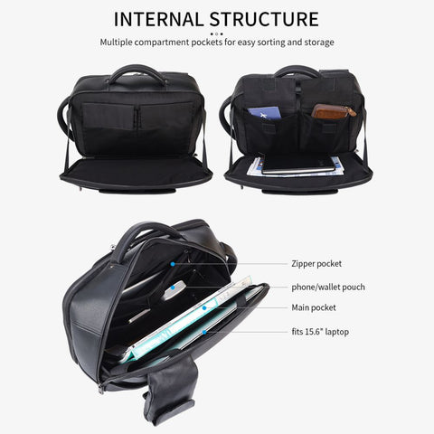 Convertible Briefcase Crossbody Sling Backpack for Men