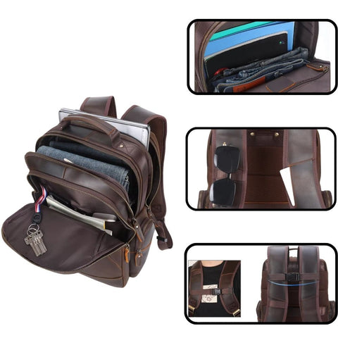 Vintage Full Grain Genuine Leather Laptop Backpack - 15.6 inches lapto Vintage Full Grain Genuine Leather Laptop Backpack - 15.6 inches lapto