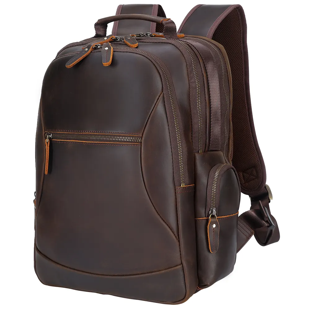 6 deep genuine leather backpack Vintage Full Grain Genuine Leather Laptop Backpack