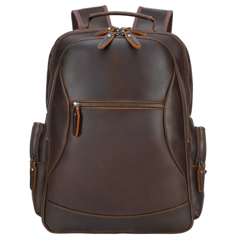 bag leather backpack laptop Vintage Full Grain Genuine Leather Laptop Backpack - 15.6 inches lapto