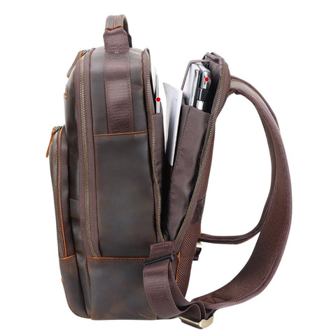 Vintage Leather Travel 15.6 Inches Laptop Backpack - Dark Brown - Denali Leather Goods Vintage Leather Travel 15.6 Inches Laptop Backpack - Dark Brown - Denali Leather Goods