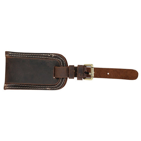 Brown soft top grain genuine leather name tag.