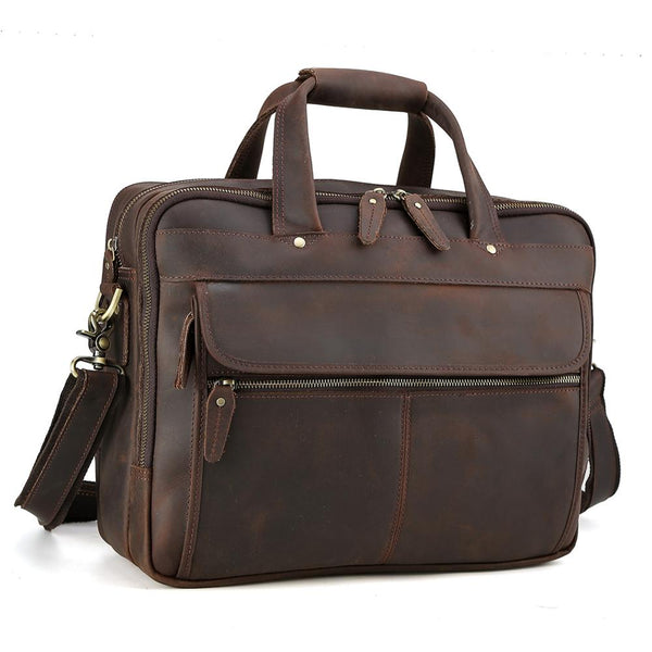 17 Inch Brown Designer Leather Laptop Bags – LeatherNeo