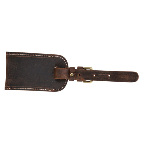 Brown soft top grain genuine leather name tag.