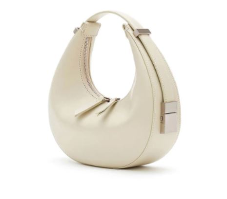 Handmade waterproof white luna crescent 100% top grain genuine leather bag for women with inner pocket and inner lining