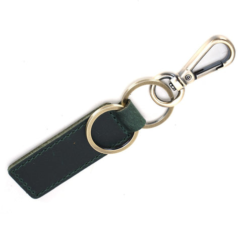 Black Full-Grain Leather Keychain
