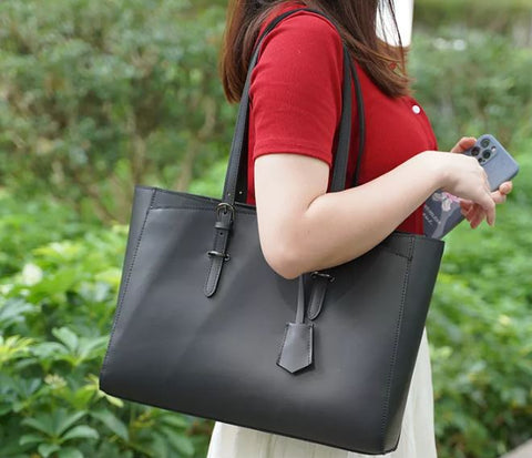 Classic Top-Grain Leather Tote for Women