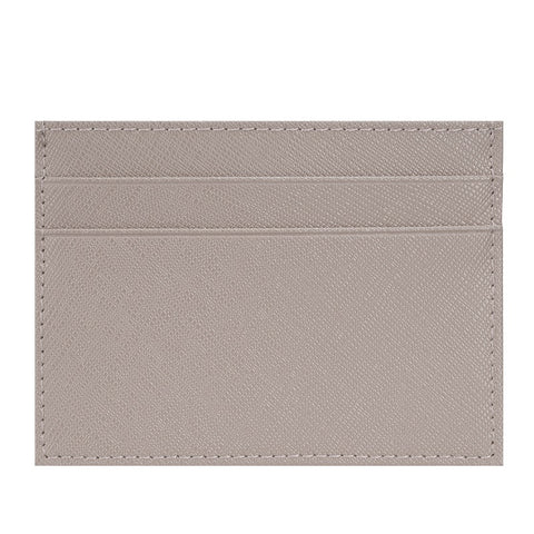 Genuine grey top grain leather card holder with RFID-shielded technology.