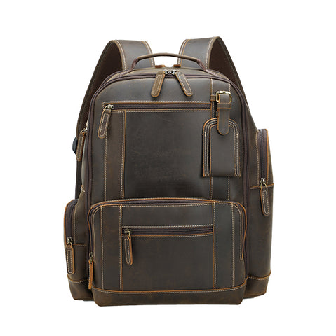 denali leather backpack Black Waterproof Genuine Travel Ladies backpack buffered real leather