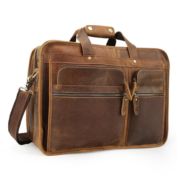 17 Inch Brown Designer Leather Laptop Bags – LeatherNeo