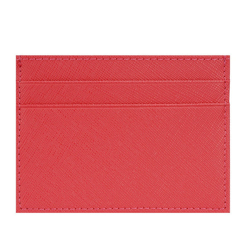 Genuine rose top grain leather card holder with RFID-shielded technology.