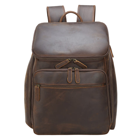 dark brown backpack leather Dark Brown Genuine Leather Backpack Vintage (15.6 Inch Laptop)