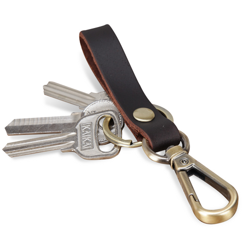 Dark brown full-grain cow leather novelty keychain